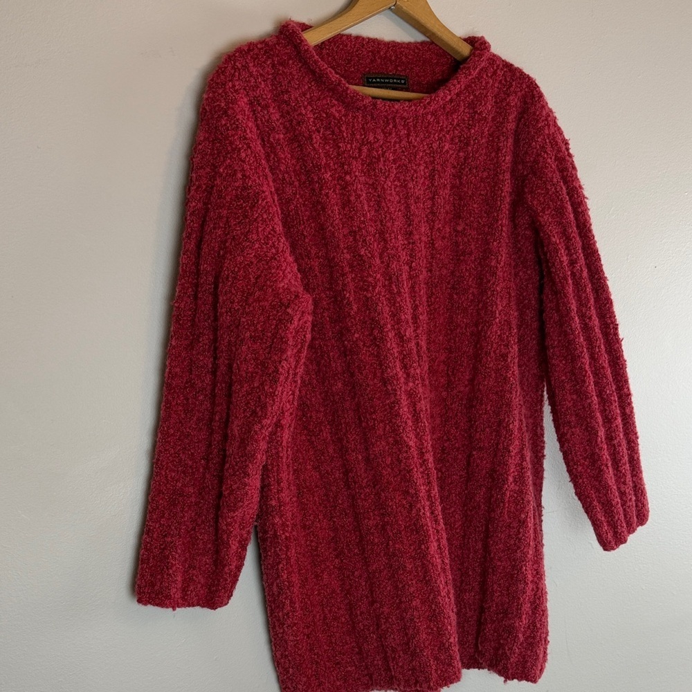 Yarnworks VINTAGE red Womens Chunky Knit Wool Blend Sweater size large 90s vibe
